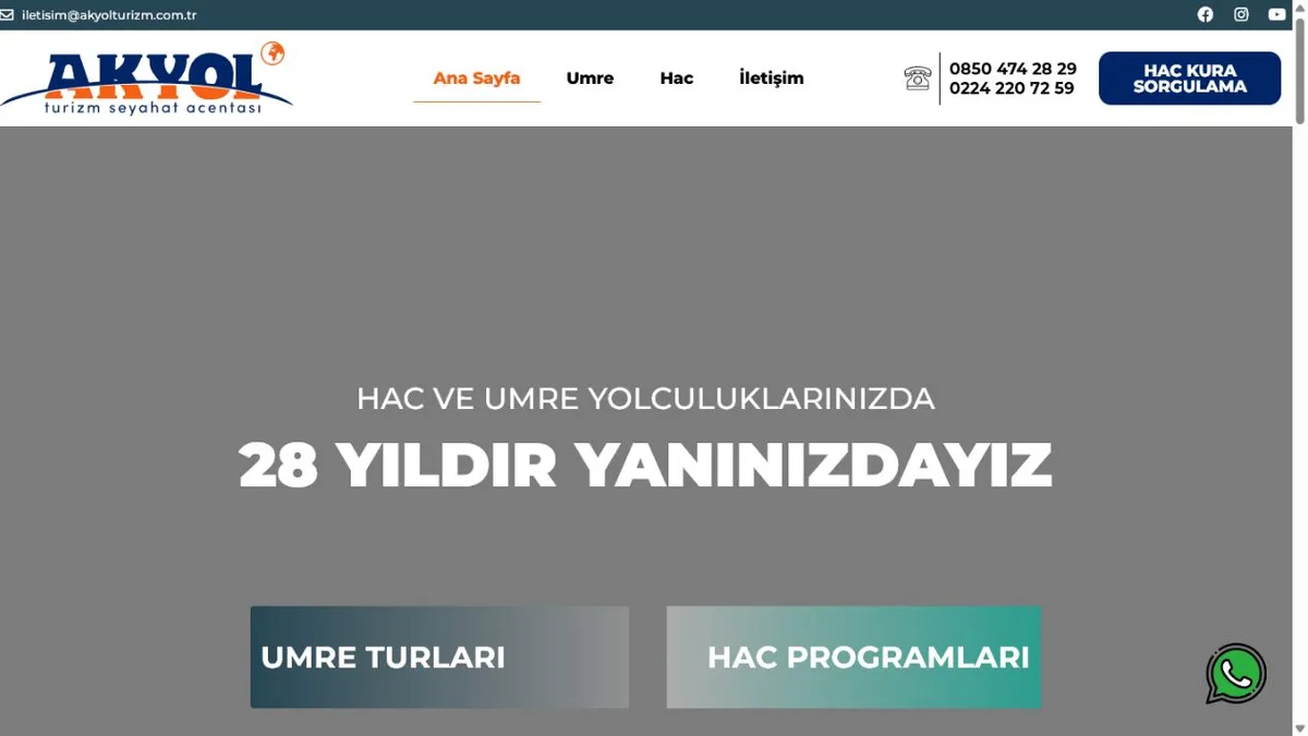 Akyol Turizm web sitesi ekran görüntüsü
