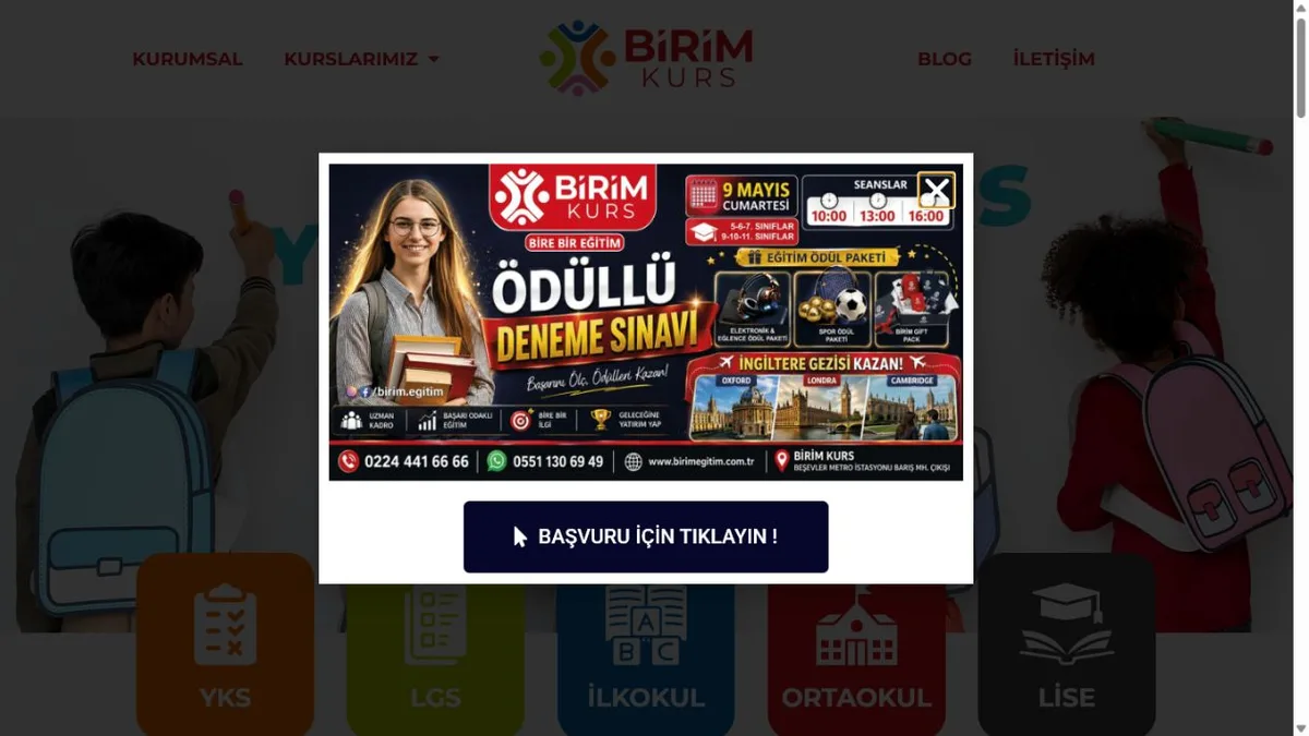 Birim Eğitim Kurumları web sitesi ekran görüntüsü