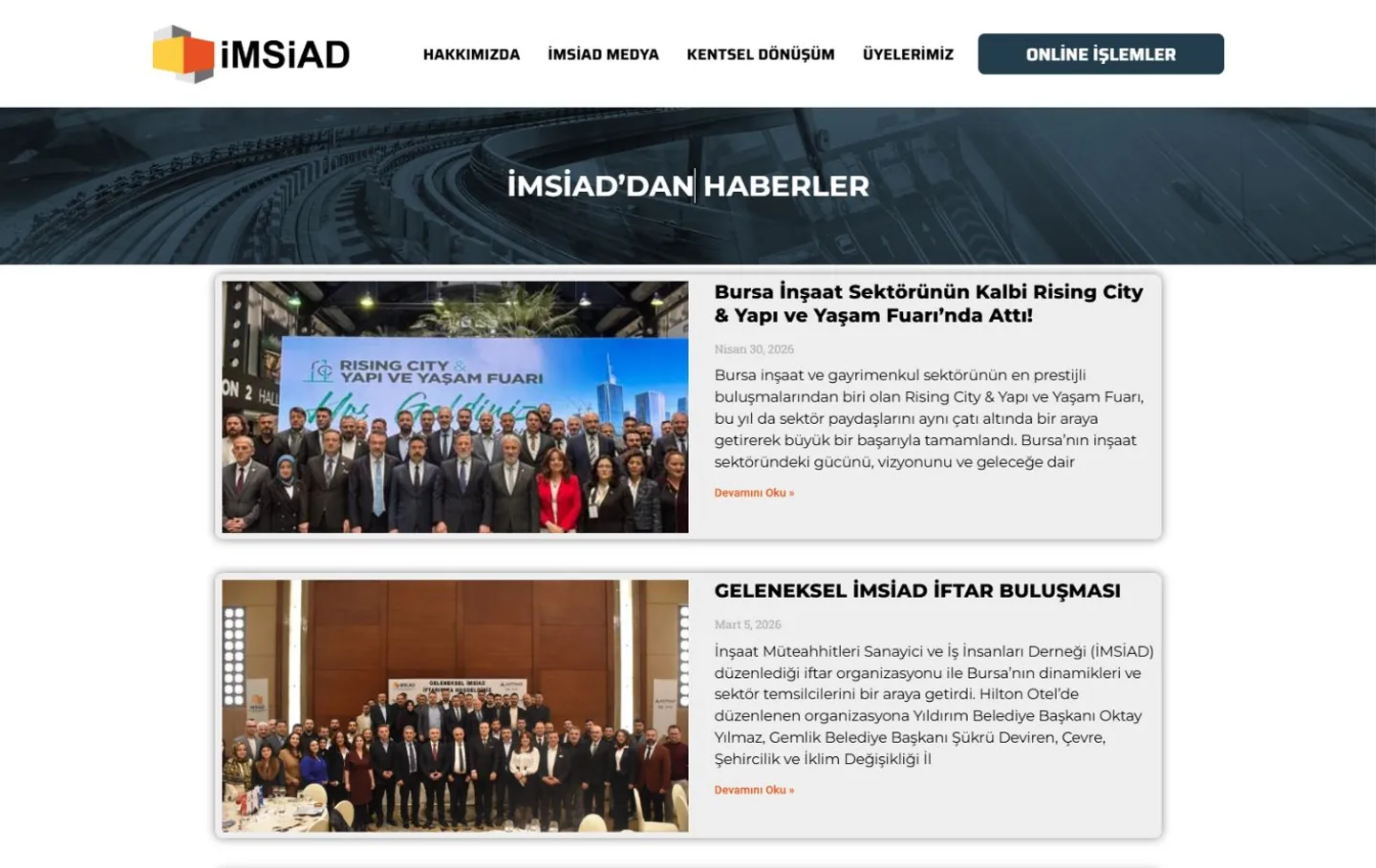İMSİAD haber listesinde etkinlik görselleri ve haber başlıkları